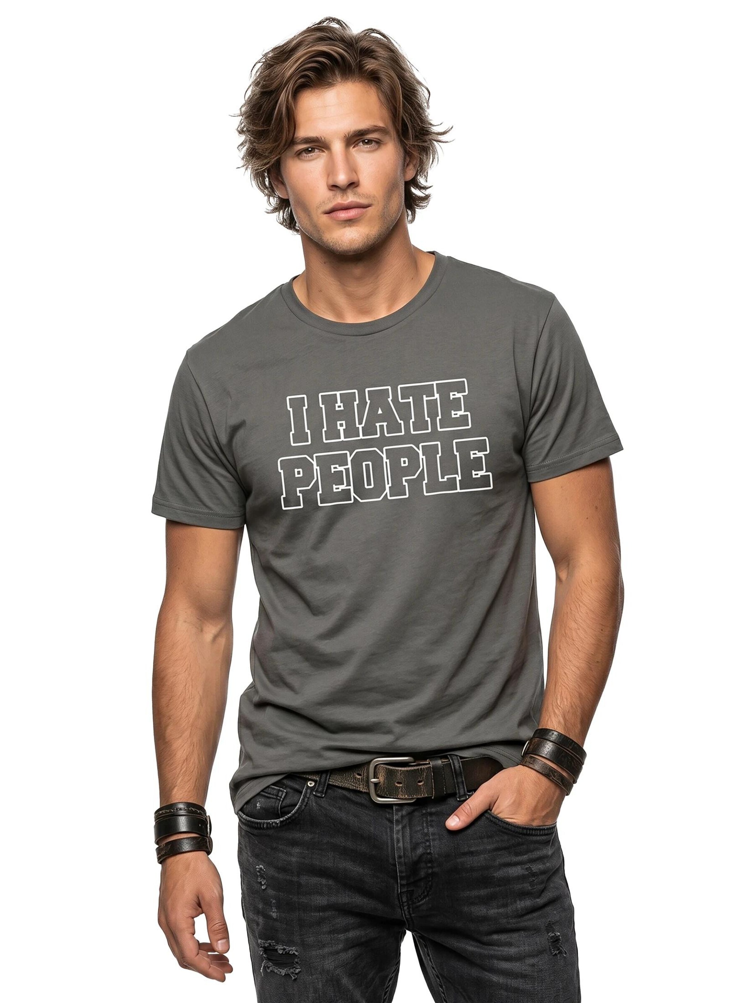 MAKAYA Shirt 'IHatePeople' in Grey