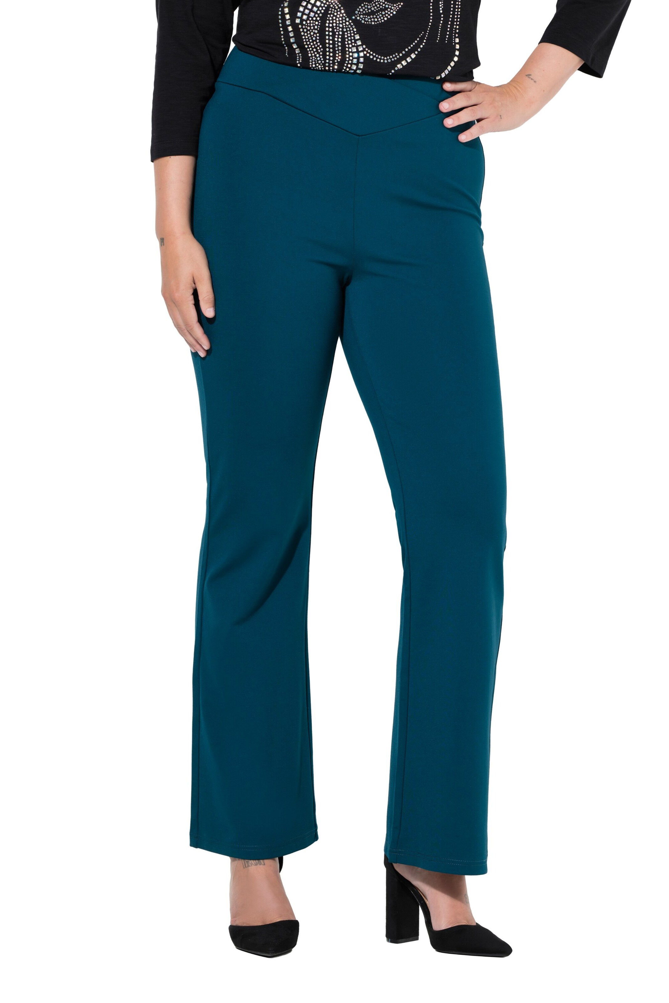 MIAMODA Flared Leggings in Green: front