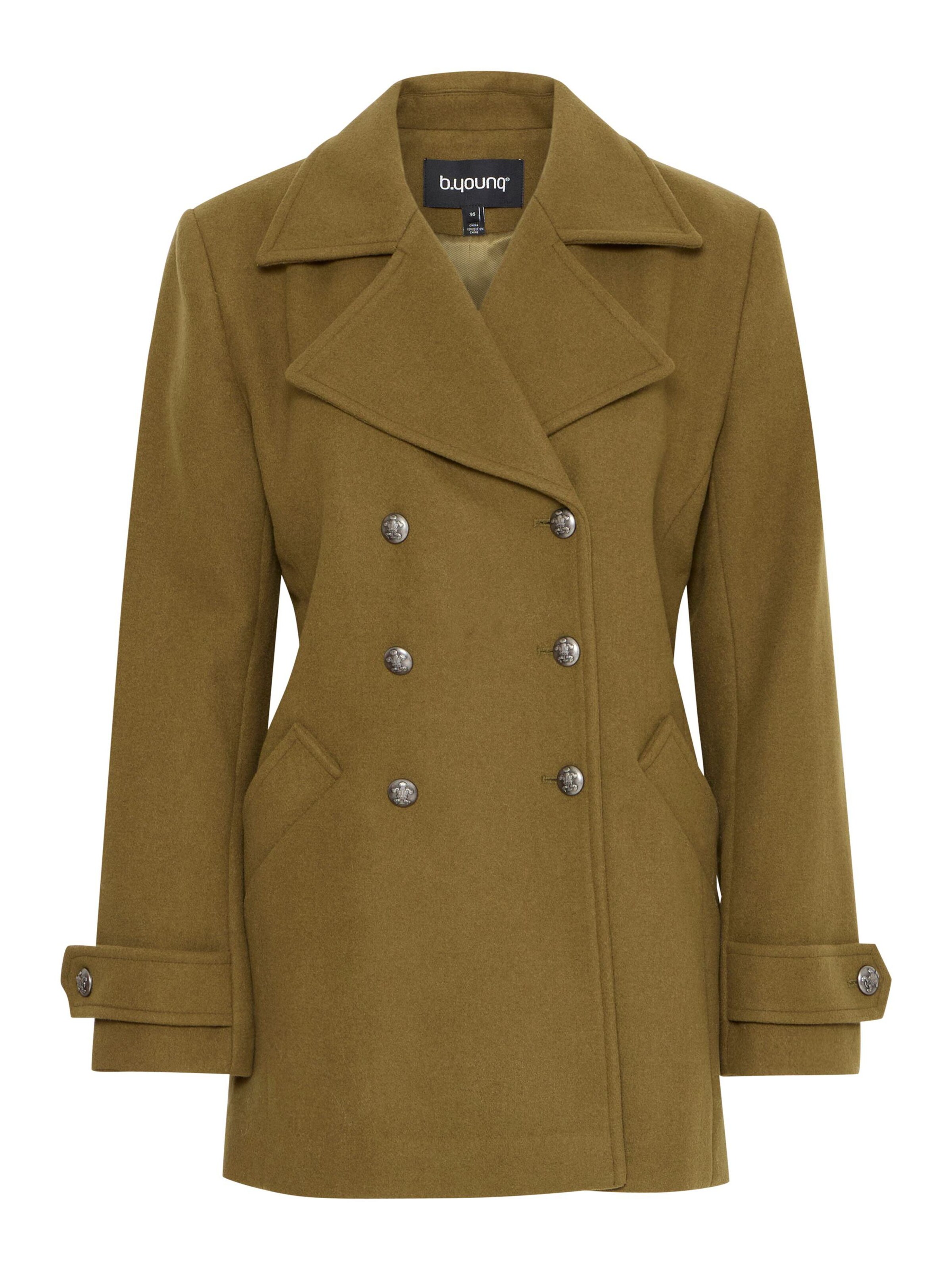 b.young Between-seasons coat 'Caline' in Green: front