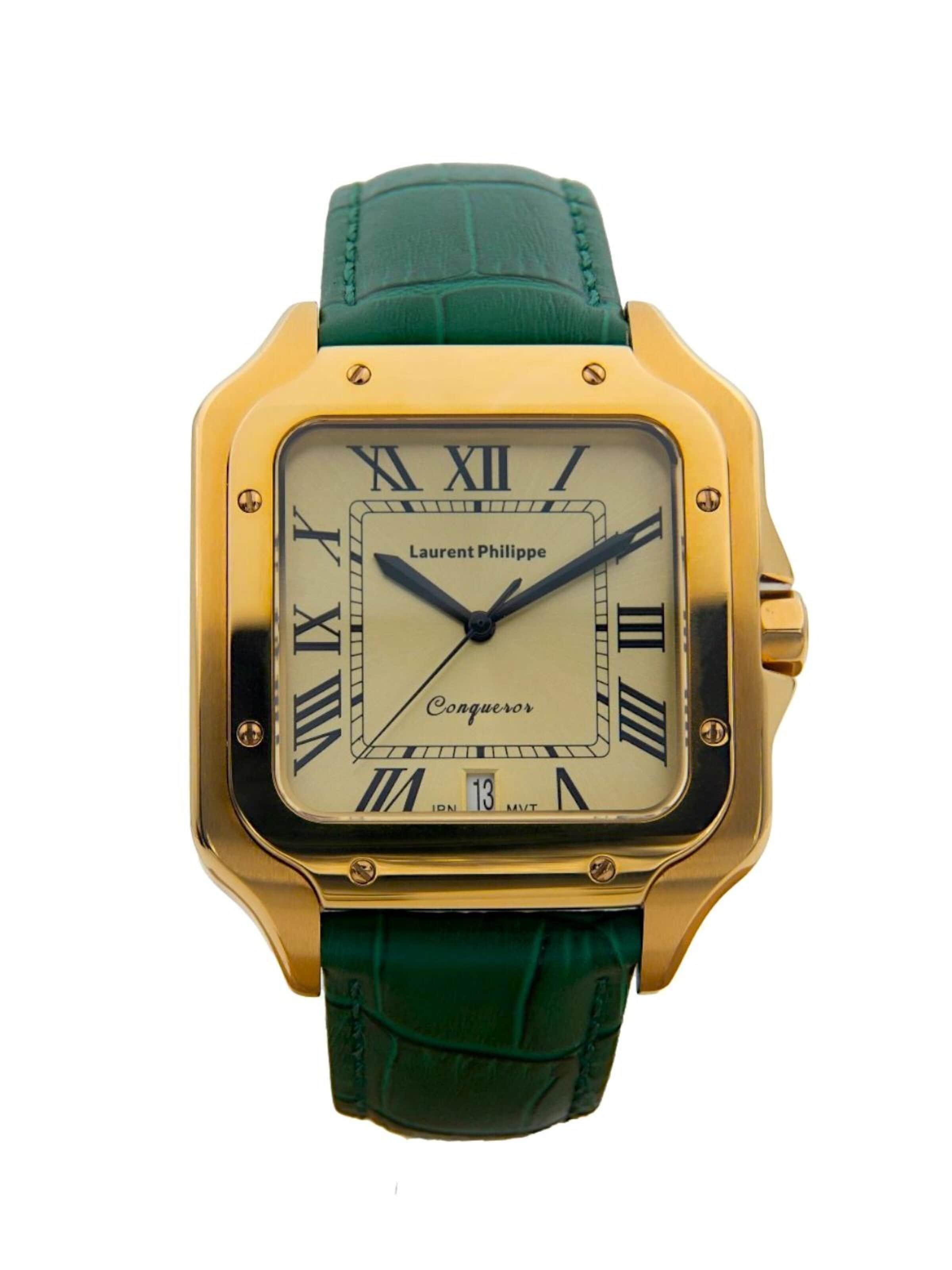 Laurent Philippe - Reloj analógico 'Conqueror The Golden Eye – Tsavorite Temptation' en verde: frente