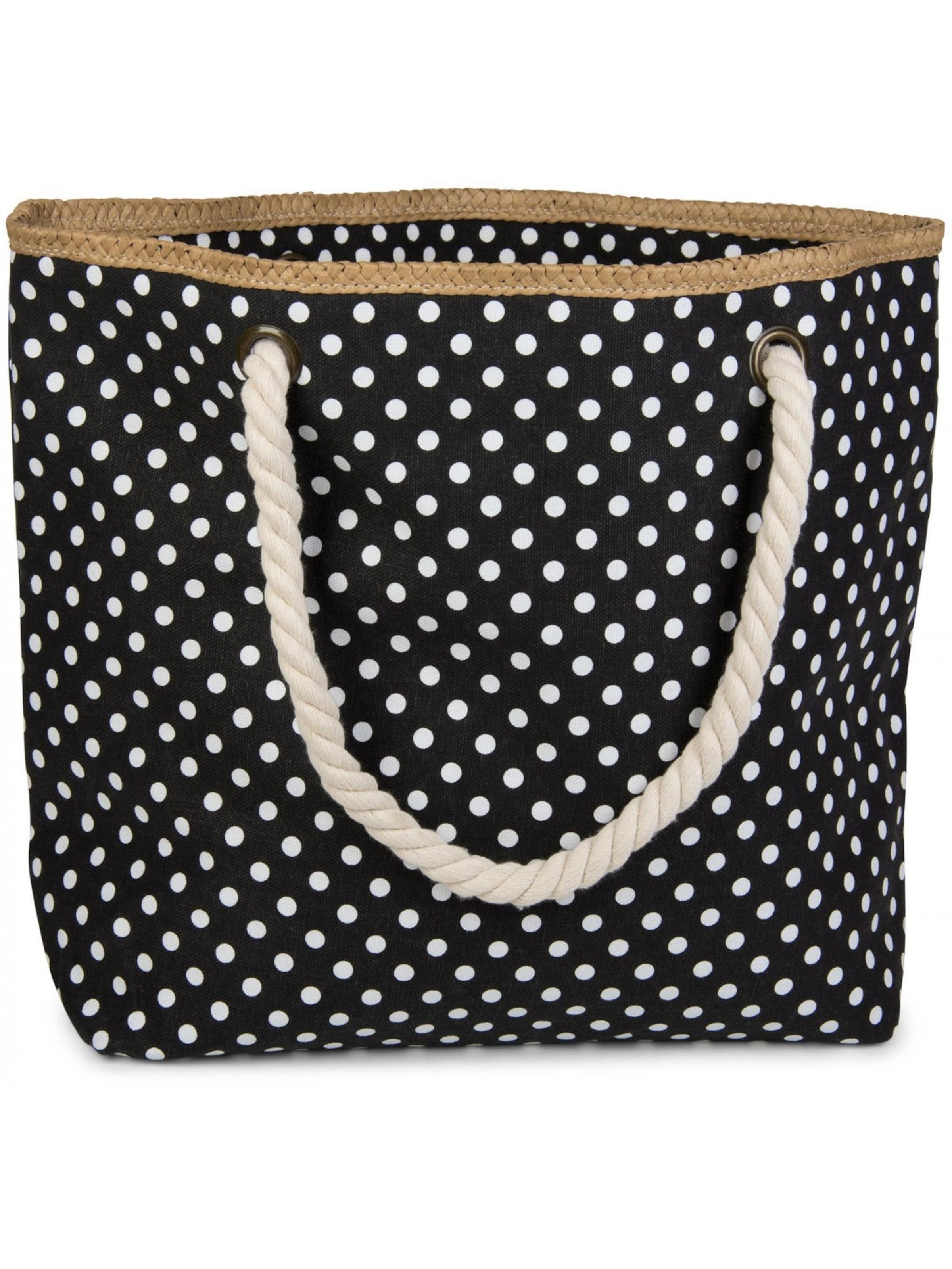 styleBREAKER Strandtasche 'Strandtasche mit Punkte Muster'‌‌‌‌ in Schwarz: Vorderseite