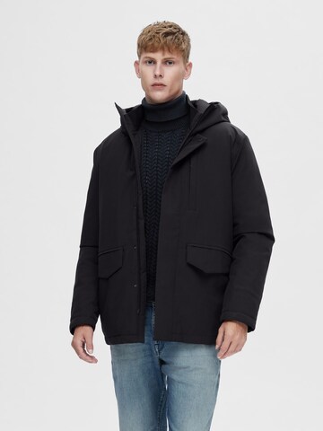 SELECTED HOMME Winter Jacket 'Piet' in Black: front