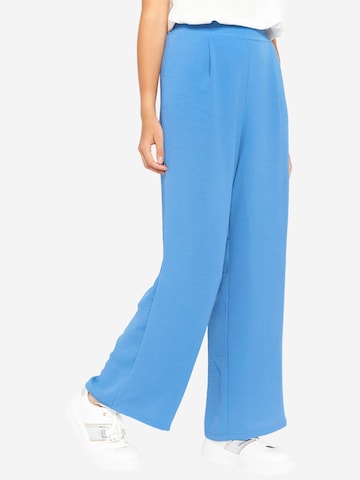 LolaLiza Wide leg Pleat-Front Pants in Blue: front