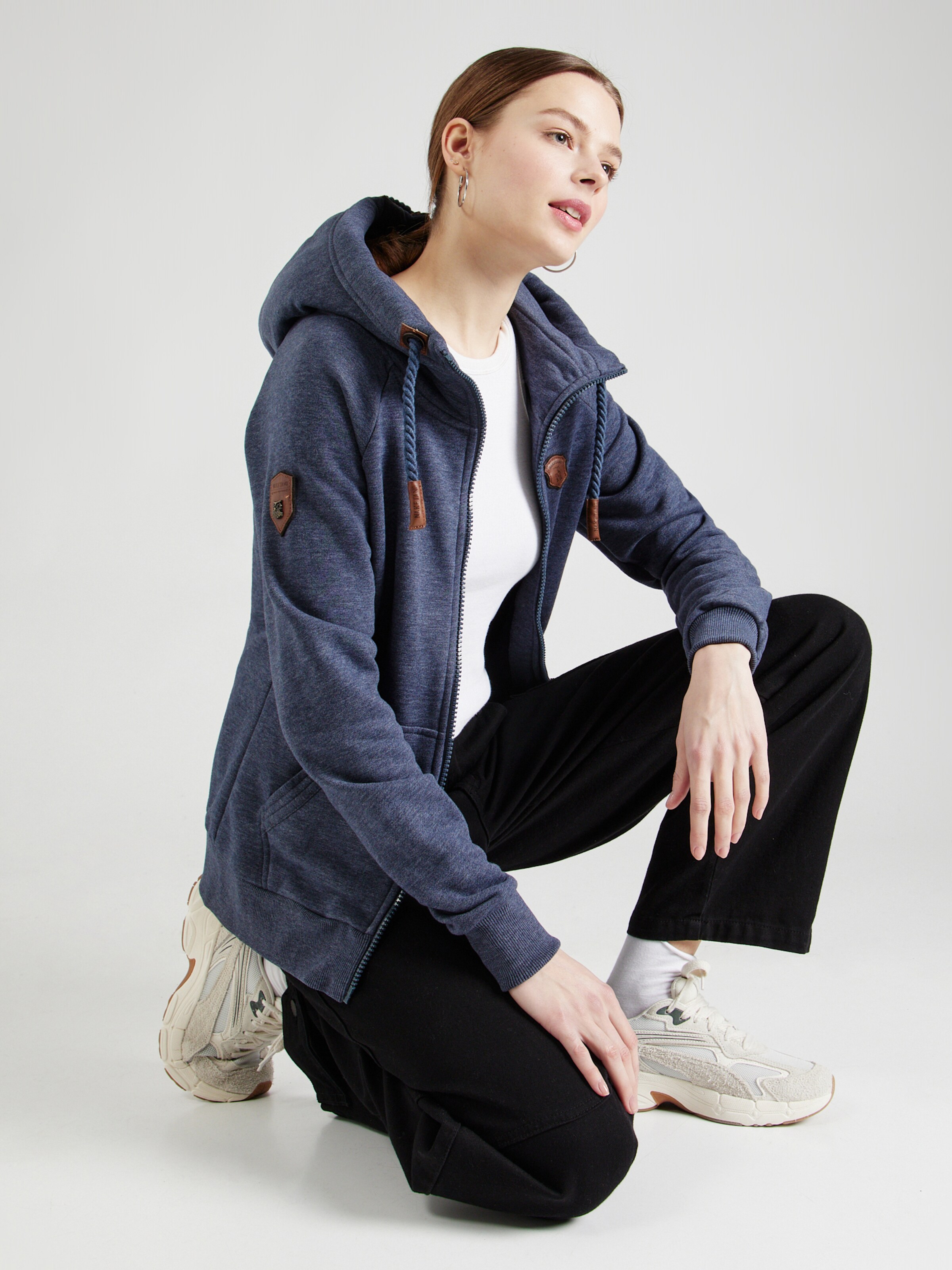naketano Zip-Up Hoodie 'Brazzo' in Mottled Blue | ABOUT YOU