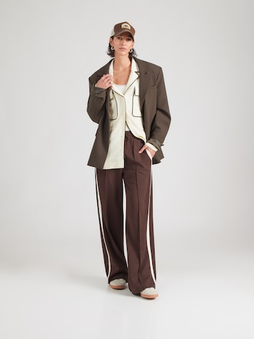 VILA Wide leg Pants 'VICLUA' in Brown