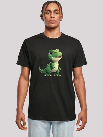F4NT4STIC Shirt 'Süßer grüner Dino' in Zwart: voorkant