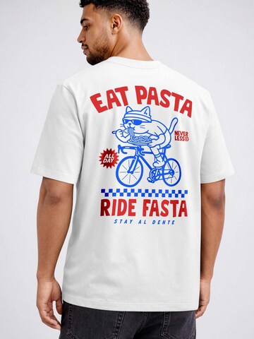 Neverless Shirt 'Eat Pasta Ride Fasta' in White