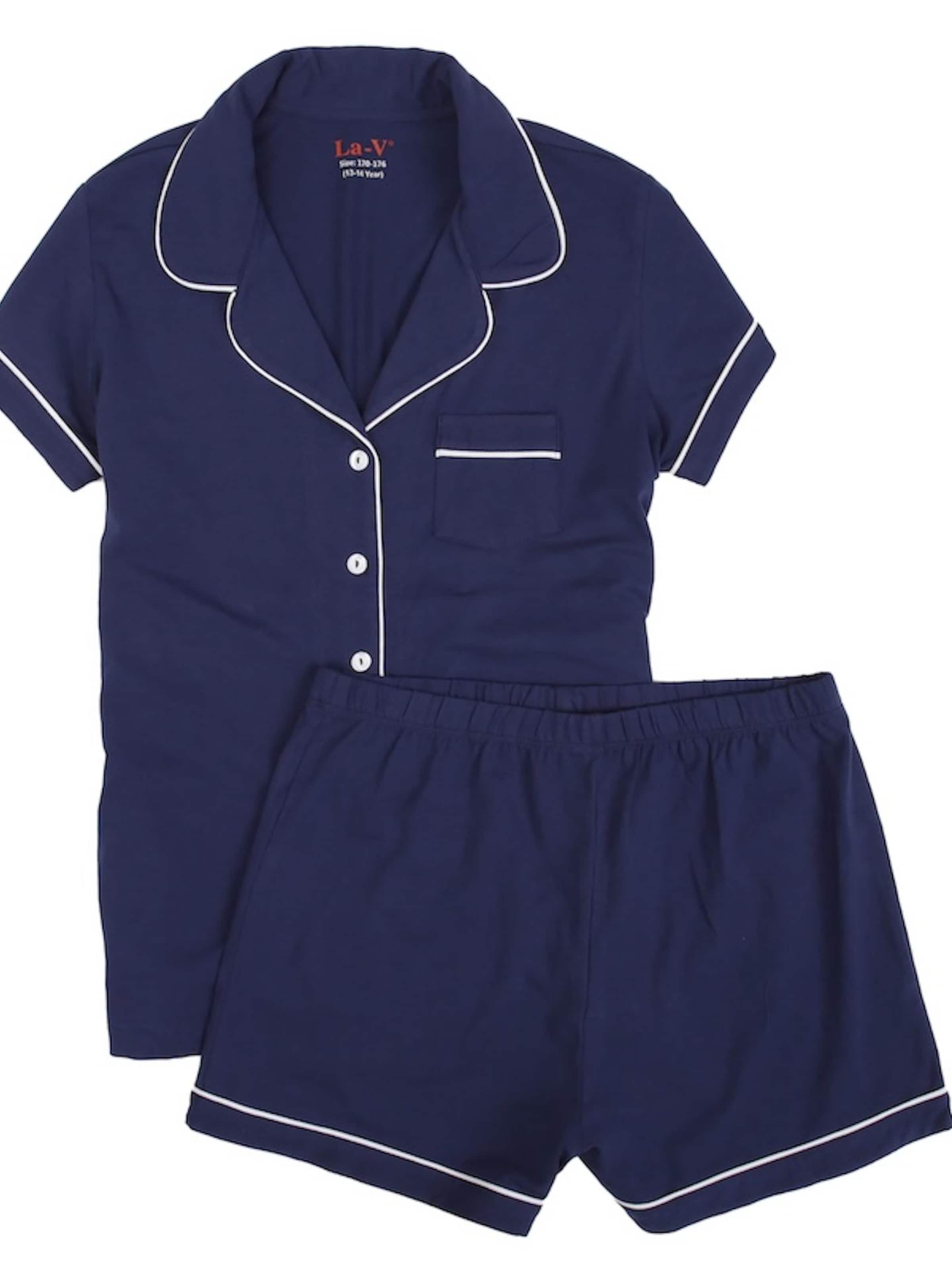 La V Pajamas 'Shortama girl' in Blue: front