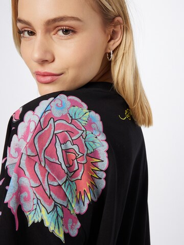 Ed Hardy T-Shirt 'Raining Roses' in Schwarz