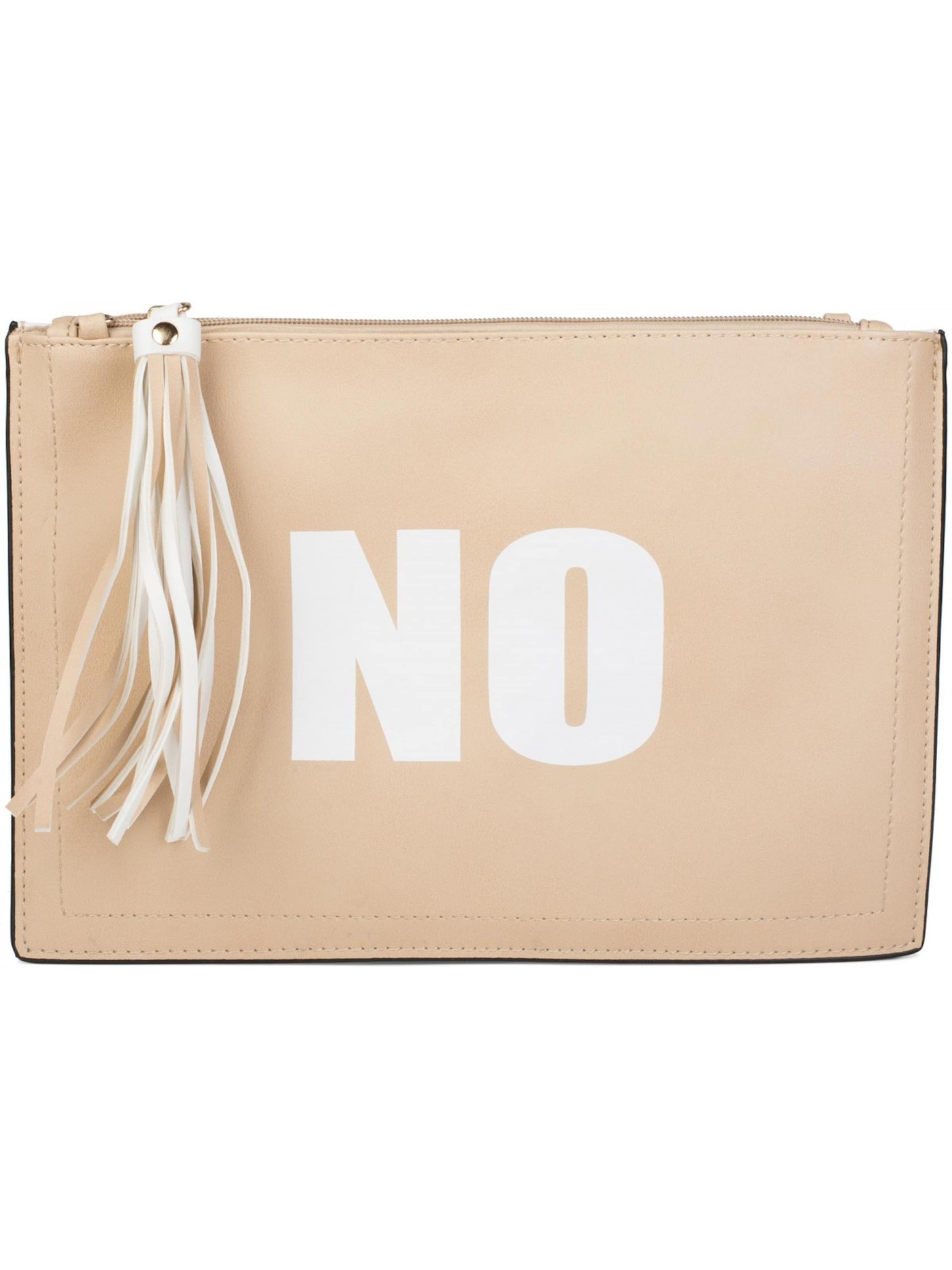 styleBREAKER Clutch 'Clutch mit YES und NO Print' in Beige