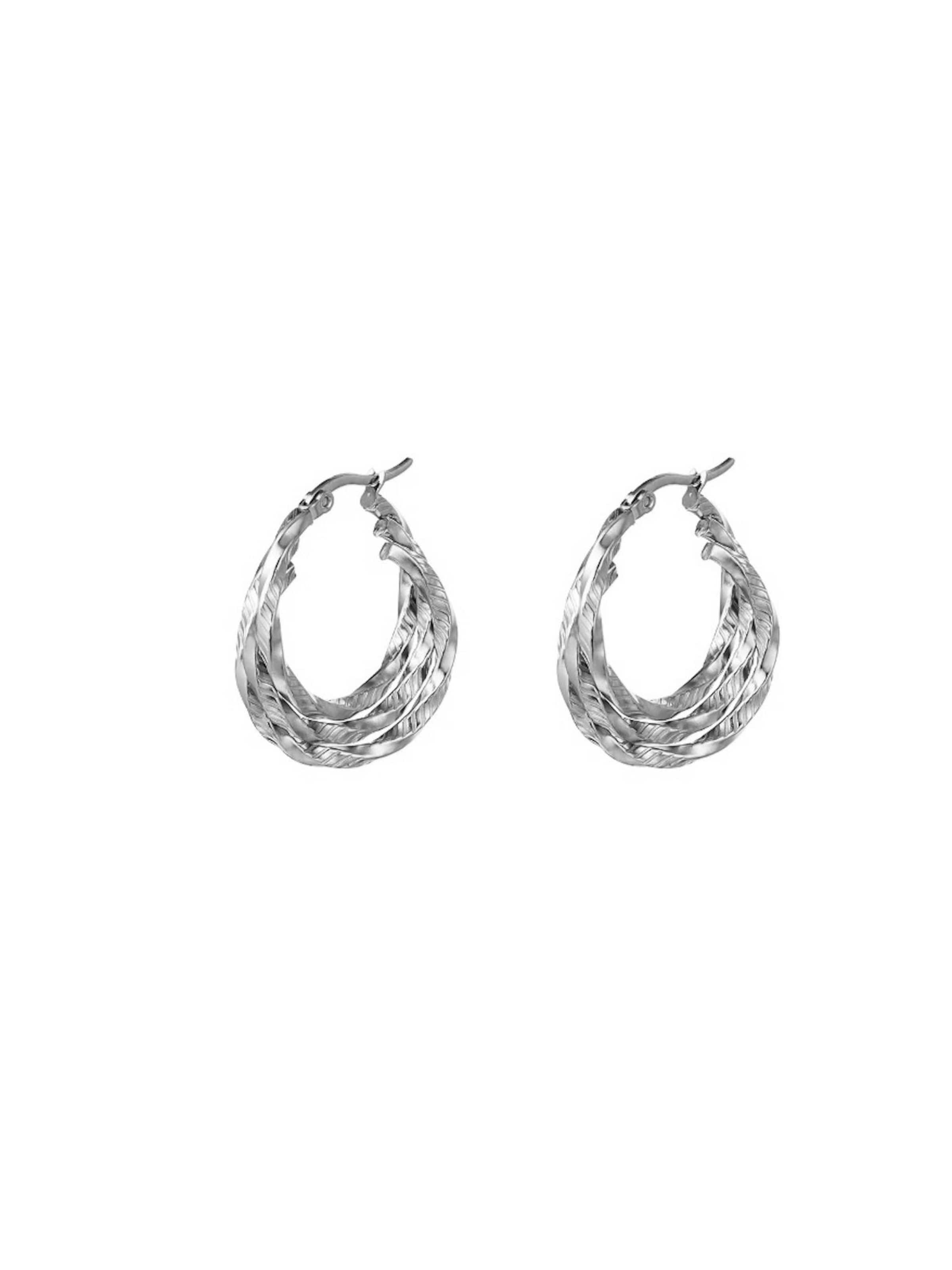 Cala Rose Earrings 'TRIPLE HOOPS' in Silver: front