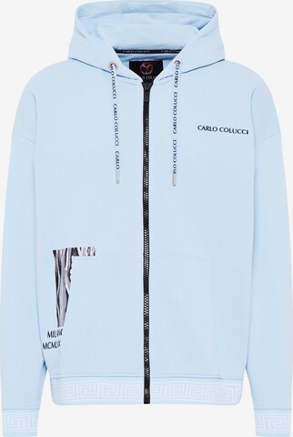 Carlo Colucci Zip-Up Hoodie in Blue: front