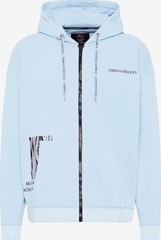 Carlo Colucci Zip-Up Hoodie in Blue: front