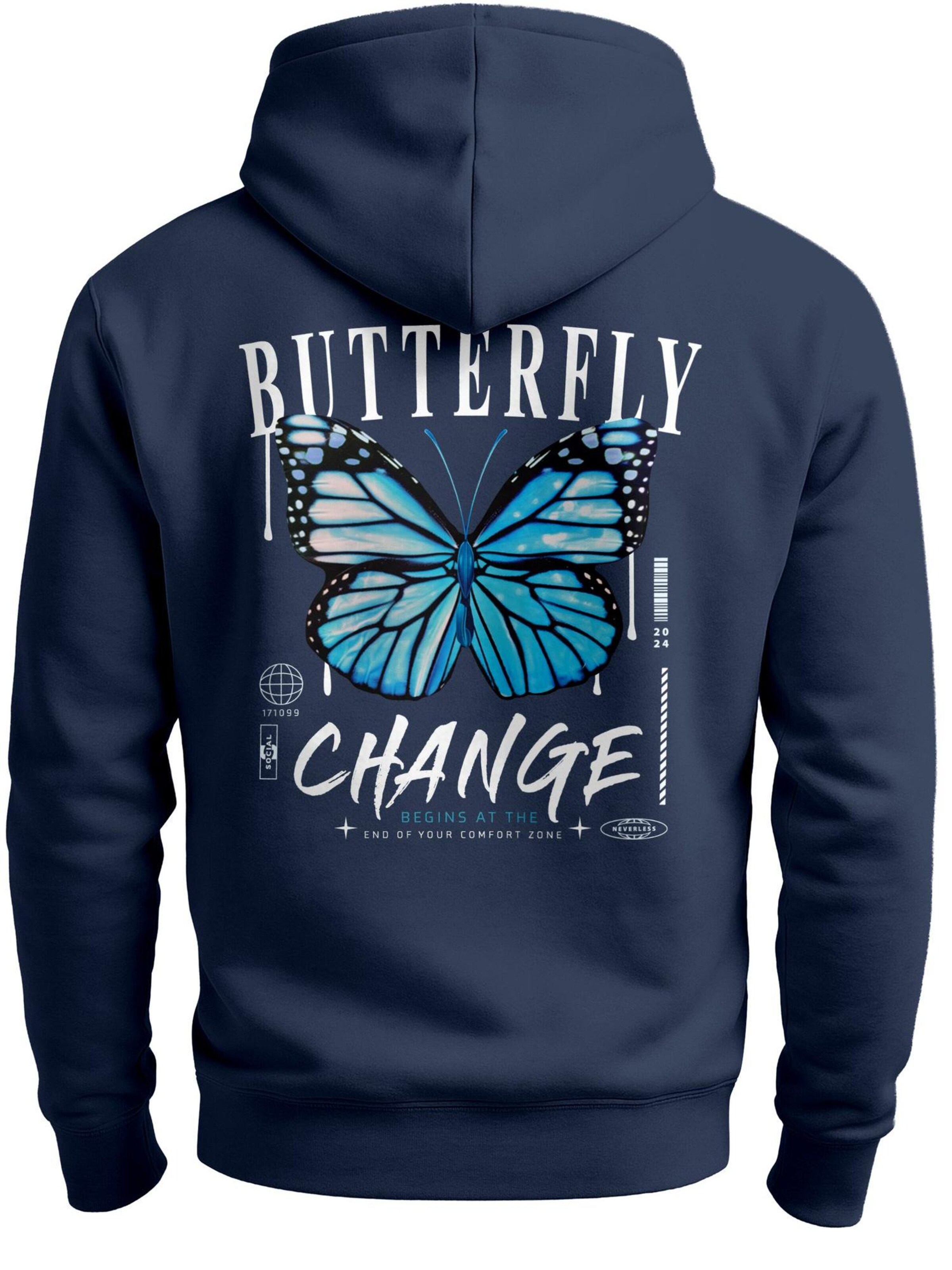 Neverless Sweatshirt 'Butterfly Change'‌‌‌ in Blau