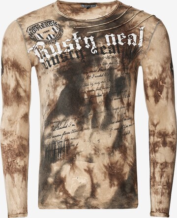 Rusty Neal Langarmshirt mit coolem Print in Beige: predná strana