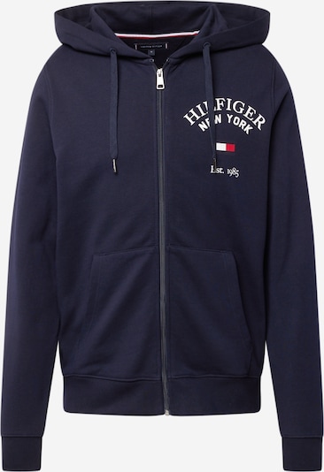 TOMMY HILFIGER Sweatvest 'Varsity Arched' in de kleur Nachtblauw / Rood / Wit, Productweergave