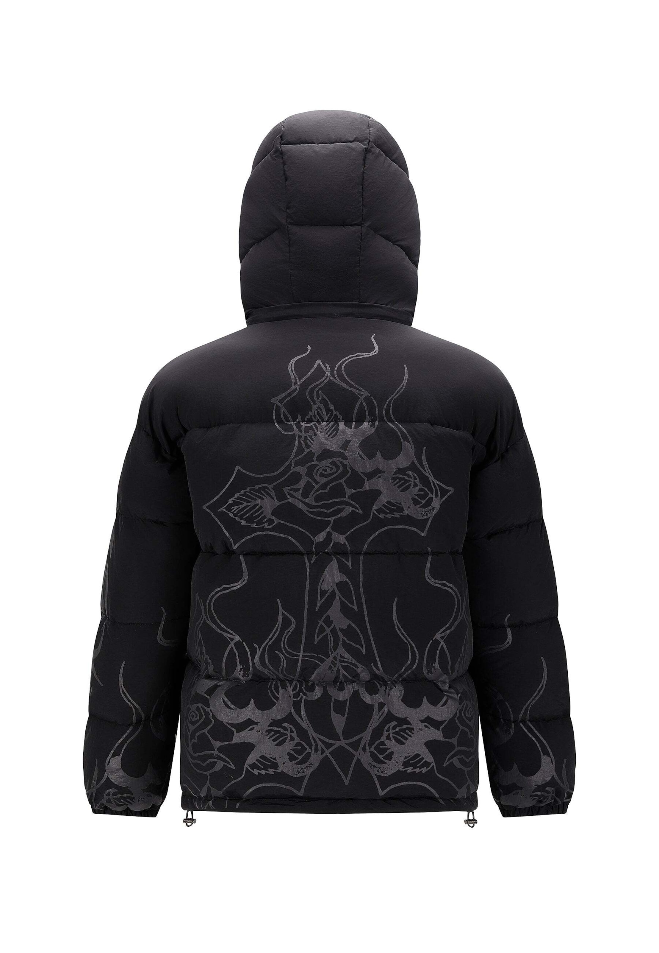 Ed Hardy Зимно яке 'Flaming Rose' в черно