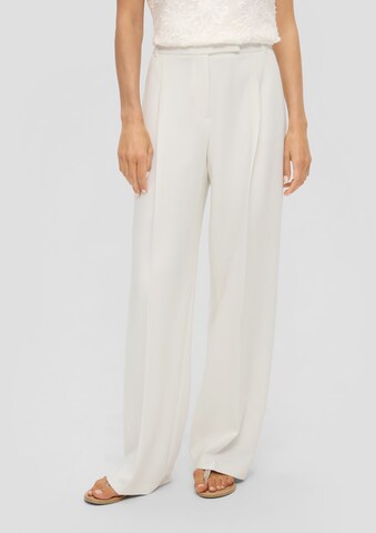 s.Oliver BLACK LABEL Wide leg Pleat-Front Pants in White