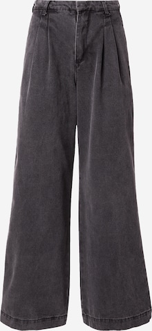 Warehouse - Perna larga Calças de ganga de pregas em preto: frente
