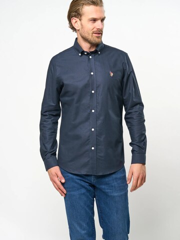 U.S. POLO ASSN. Regular fit Overhemd in Blauw: voorkant