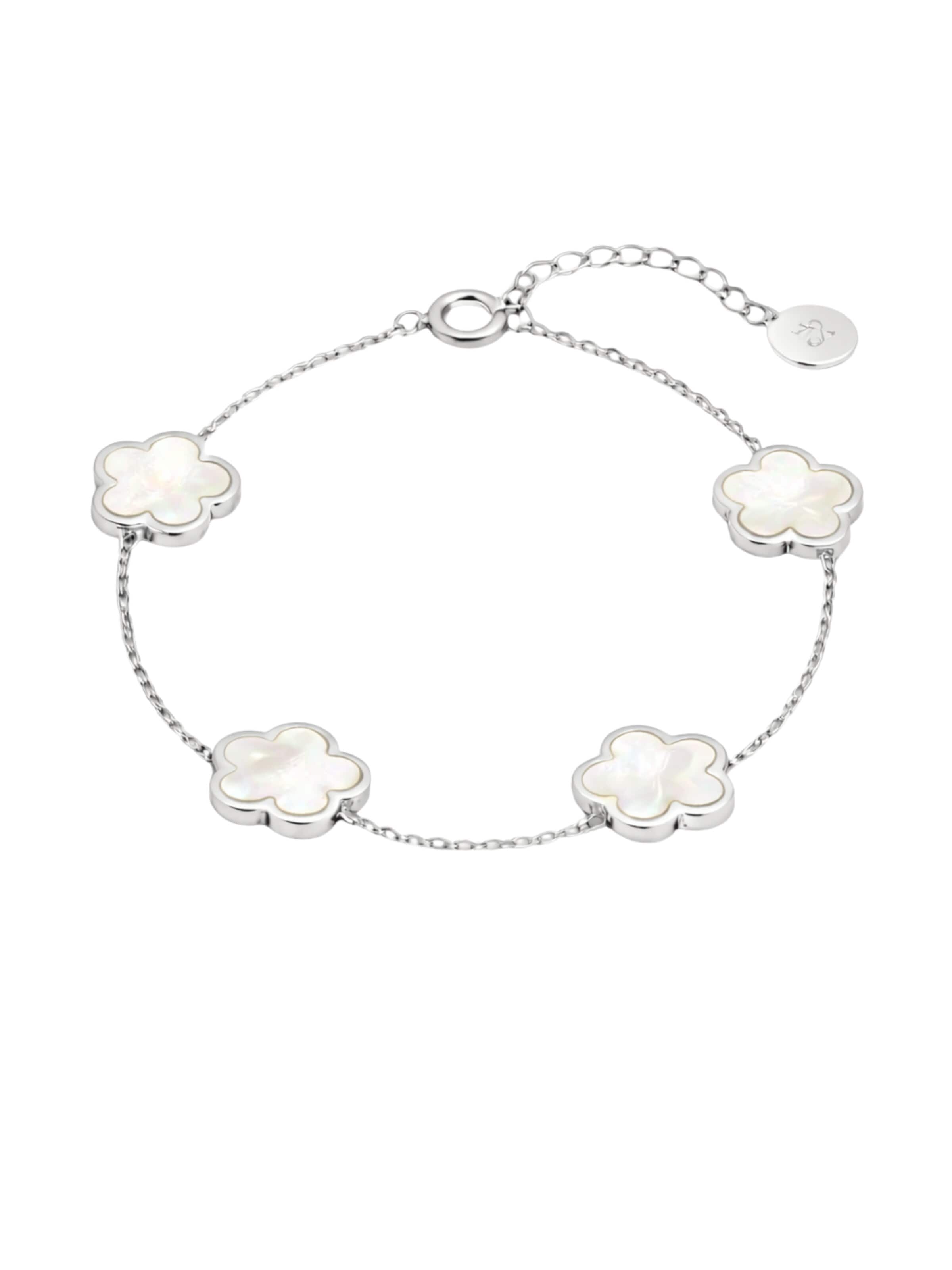 Pure Schmuck Armband 'Clover Perlmutt'‌‌ in Silber: Vorderseite