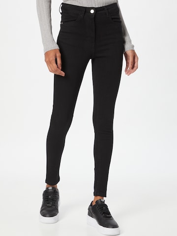 Skinny Jeans de la Warehouse pe negru: față