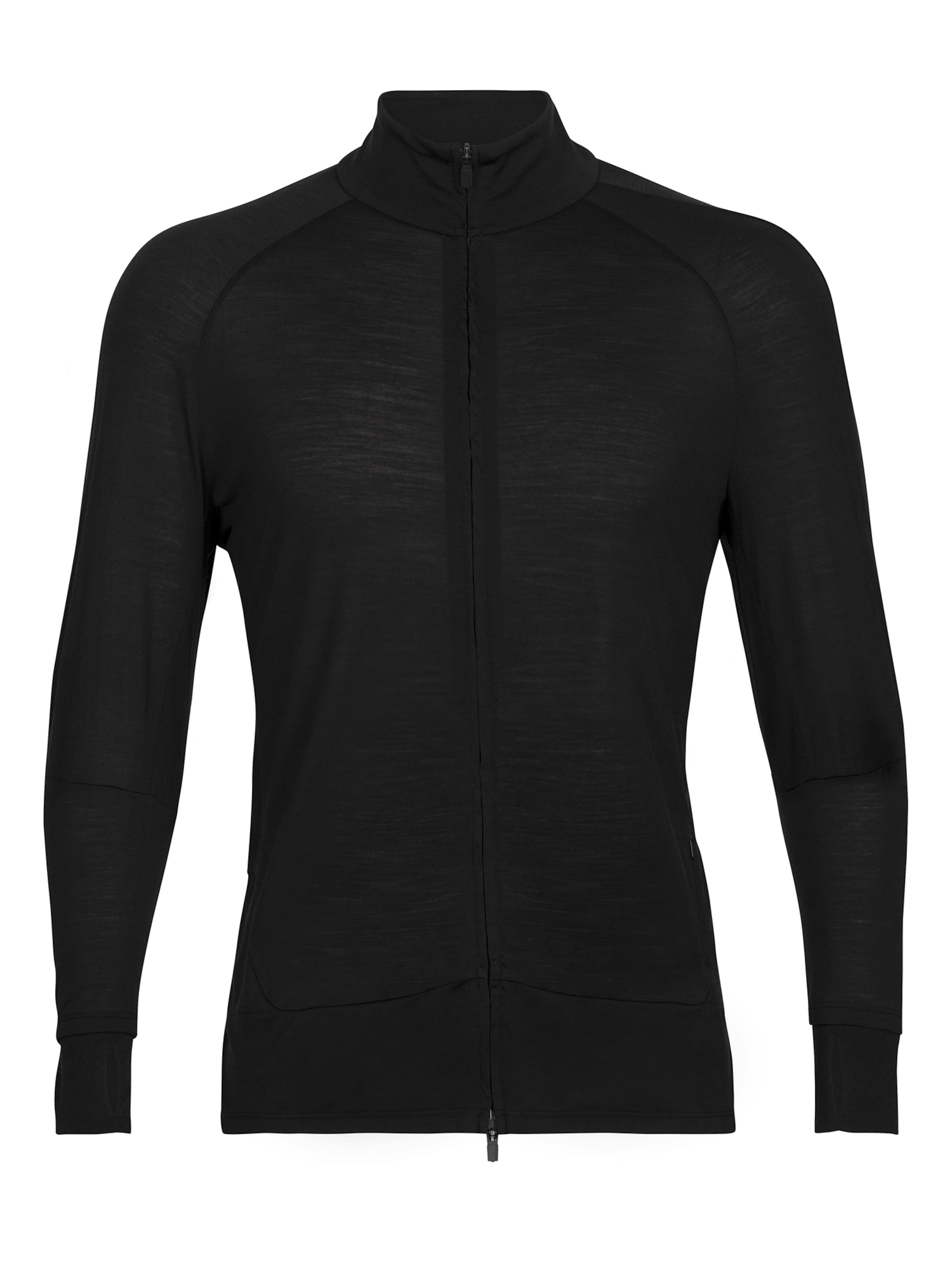 ICEBREAKER Athletic Zip-Up Hoodie 'ZoneKnit' in Black: front