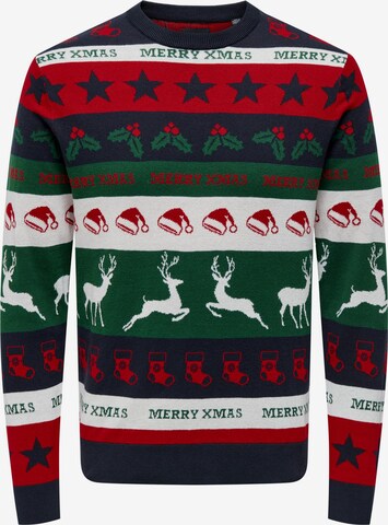 Only & Sons Sweater 'XMAS' in Green: front