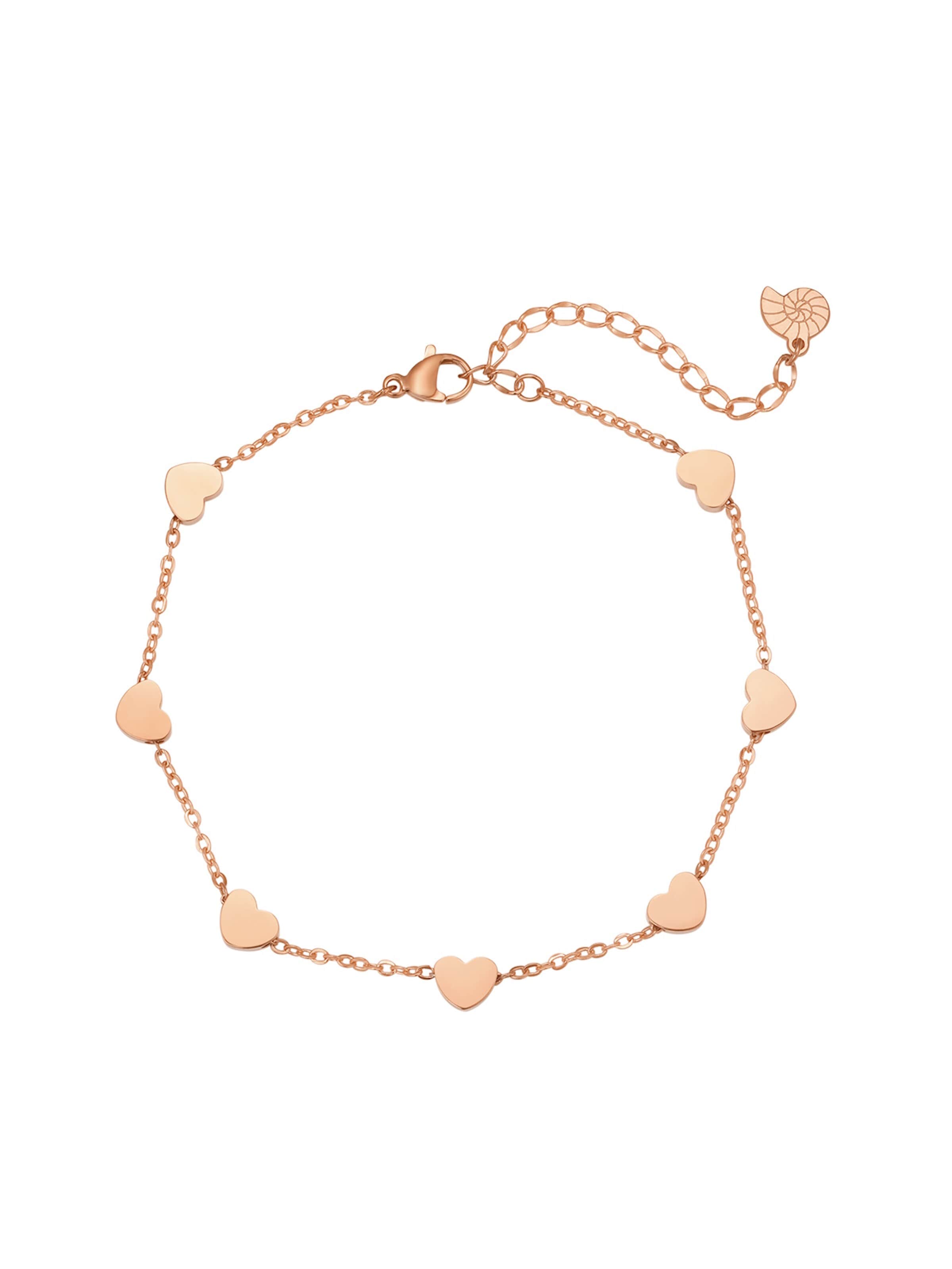 Gioiello per i piedi 'Hearts' di Hey Happiness in oro: frontale