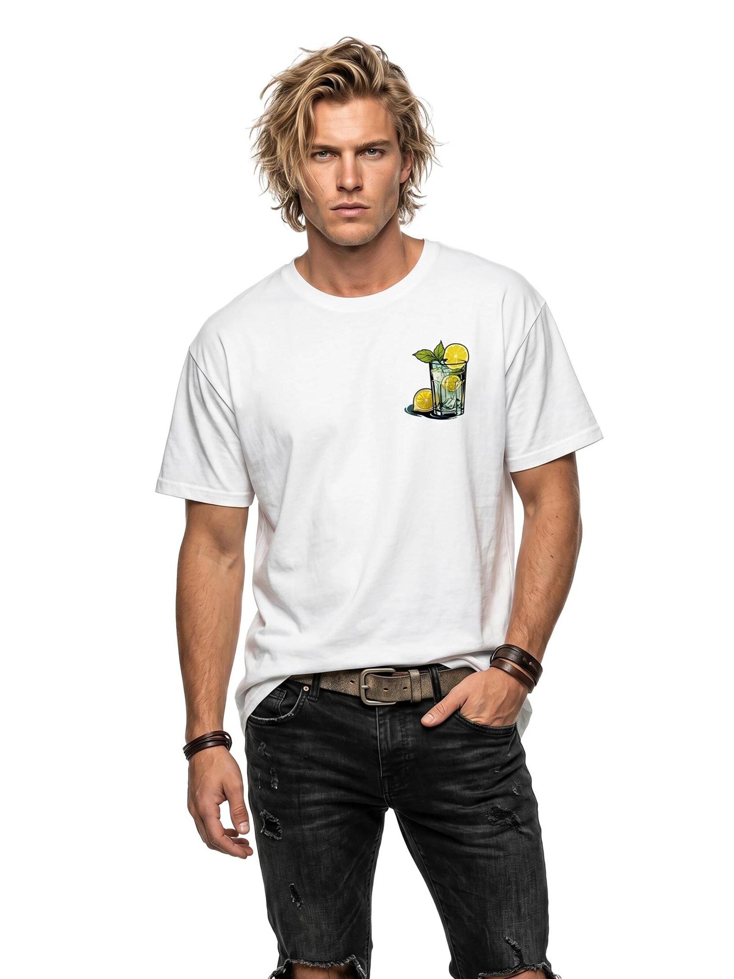 MAKAYA Shirt 'Gin Tonic' in White