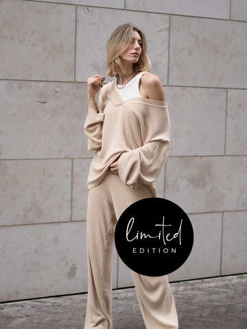 ABOUT YOU Limited Loosefit Παντελόνι 'Amalia' σε μπεζ: μπροστά