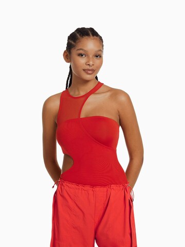 Bershka Shirt bodysuit in Red: front