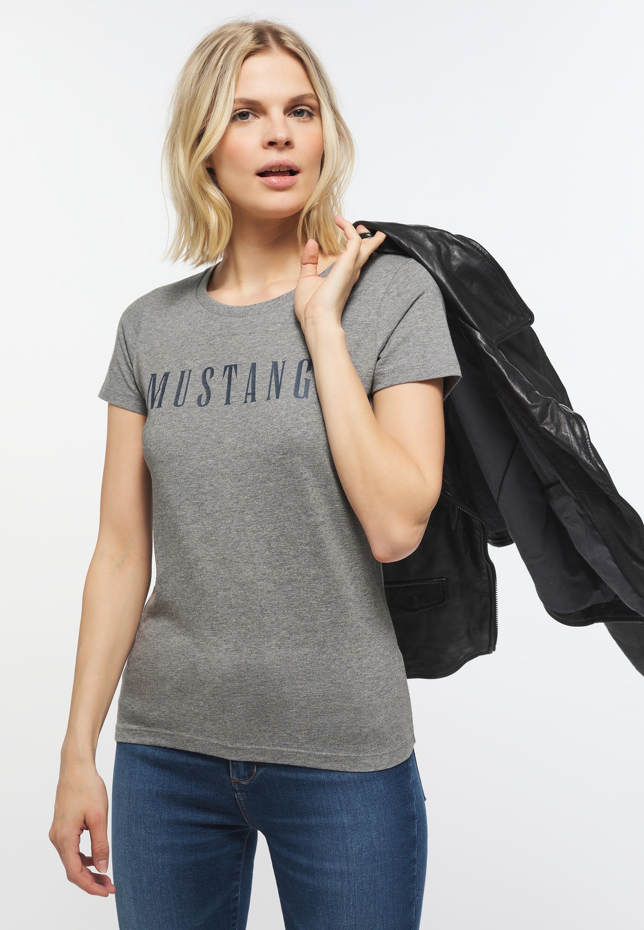 MUSTANG T-Shirt ABOUT YOU in | Dunkelgrau, Graumeliert