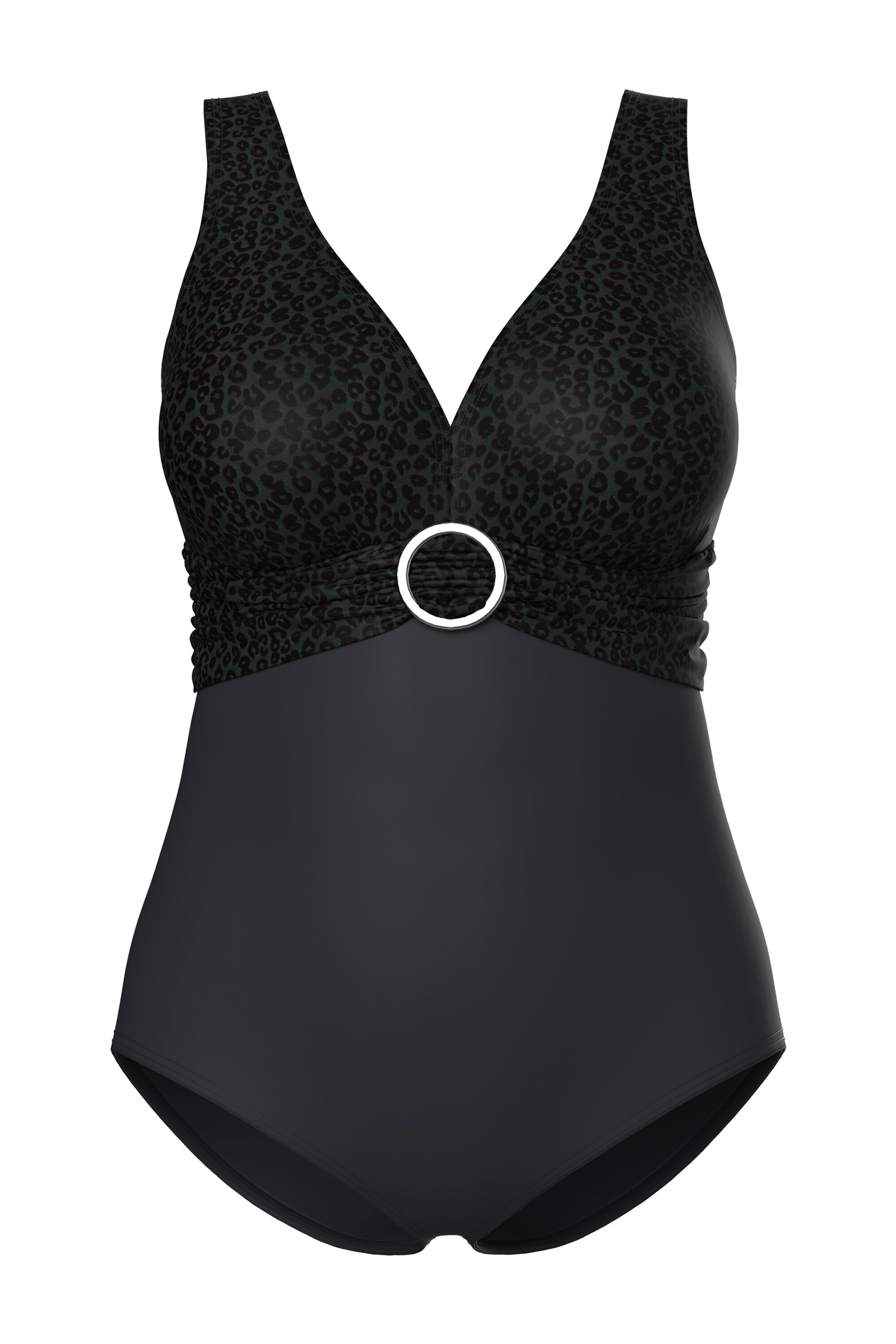 Ulla Popken Triangle Swimsuit in Black: front