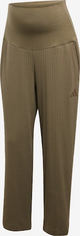 ADIDAS PERFORMANCE Wide leg Workout Pants 'Rib High-Waist 7/8 Pants' in Green: front