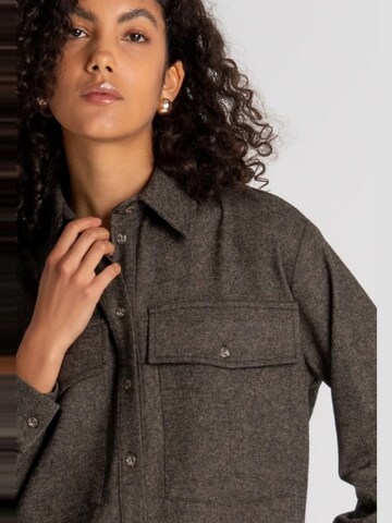 Fracomina Blus 'Oversized Tweed Shirt with Wool' i brun
