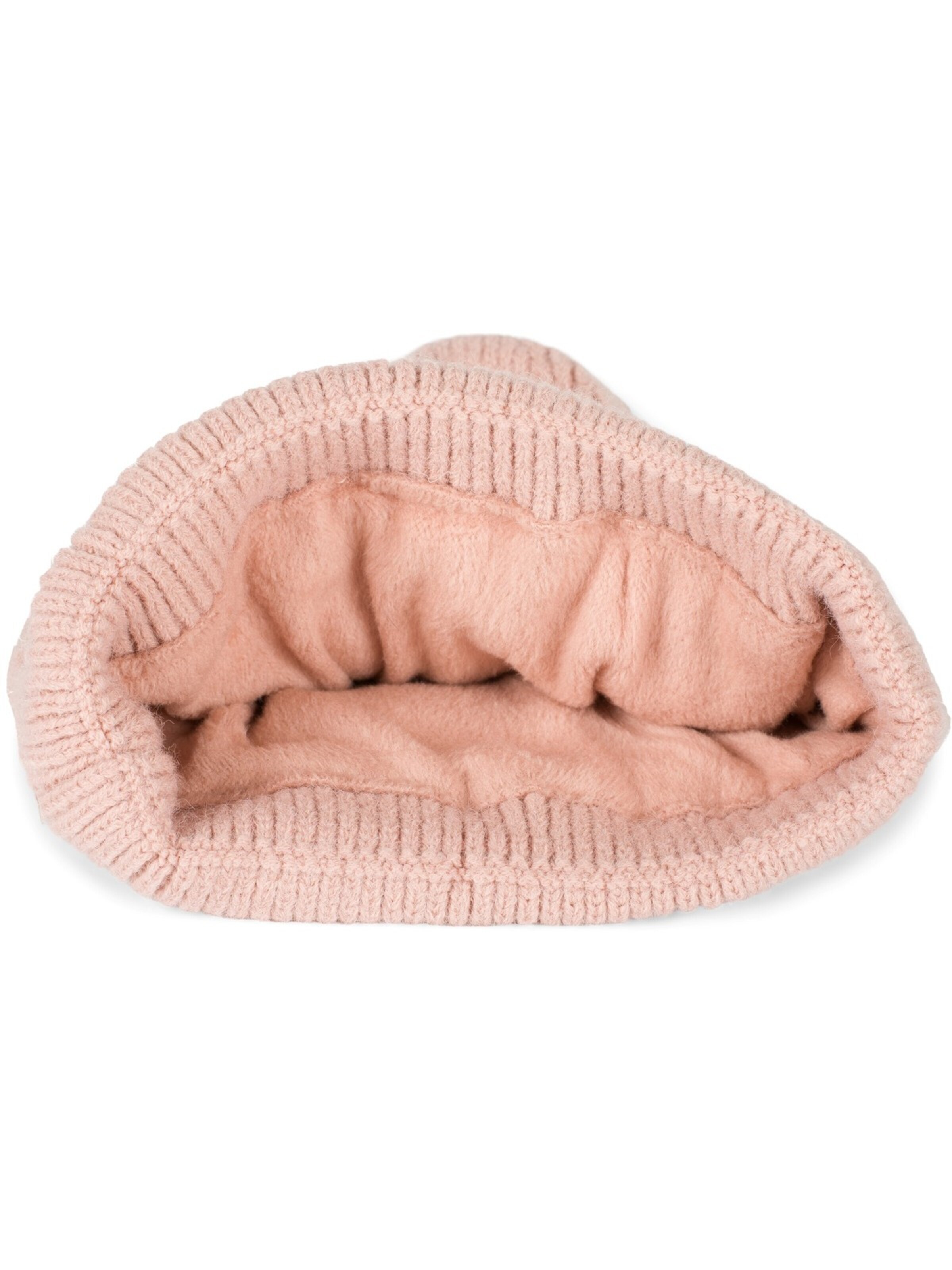 styleBREAKER Beanie 'Strickmütze mit Rippenmuster und Rissen' in Pink