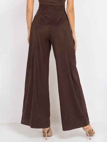 JIORO Wide leg Broek 'ESSENTIALS' in Bruin
