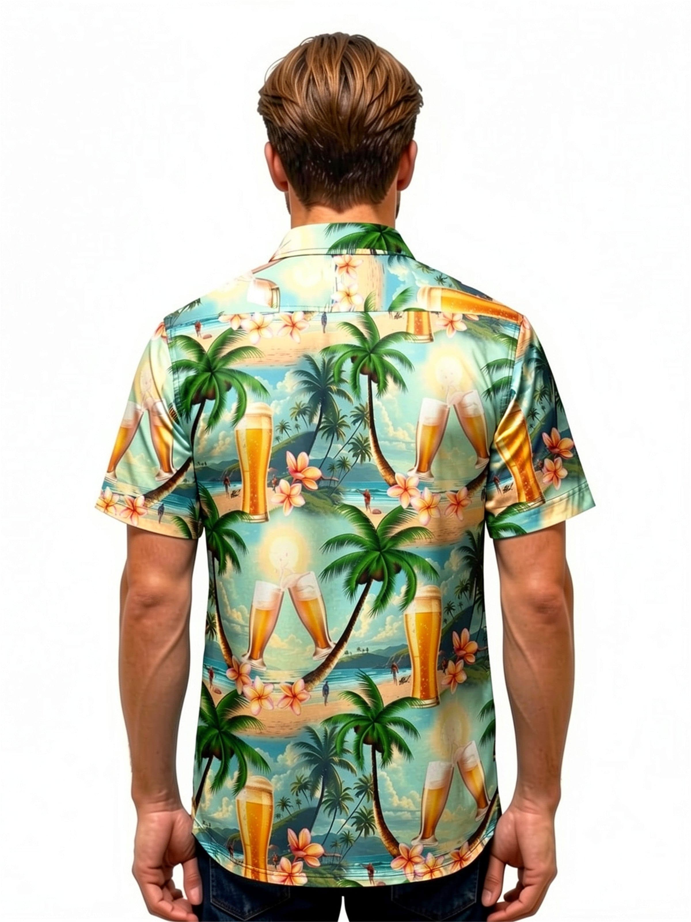 Hawaiihemdshop.de - Ajuste regular Camisa 'Hawaiihemd Sunshine Beer' en azul