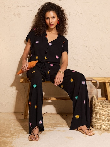 love & roses Wide leg Παντελόνι σε μαύρο