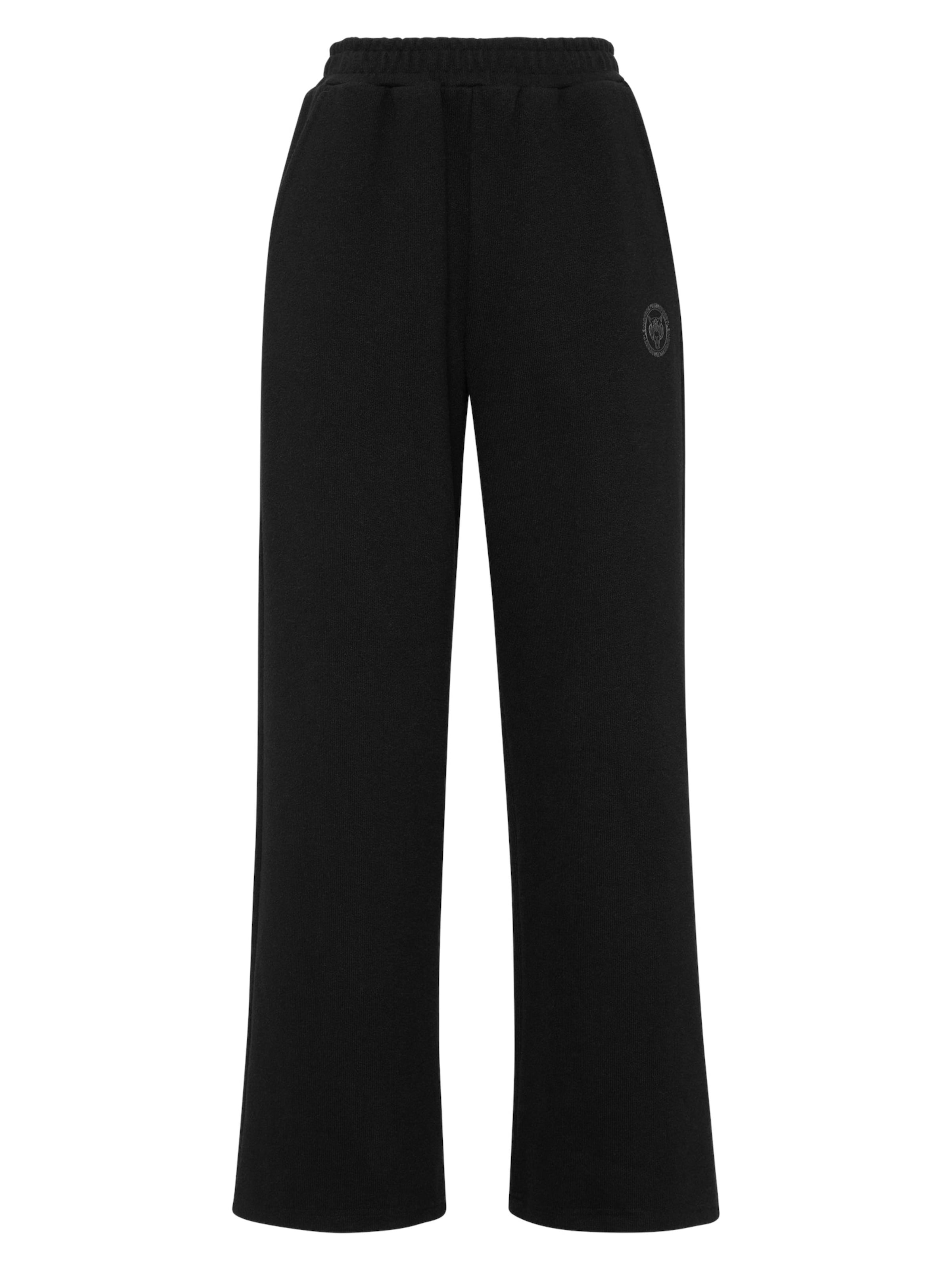 Plein Sport Wide Leg Hose in Schwarz: Vorderseite