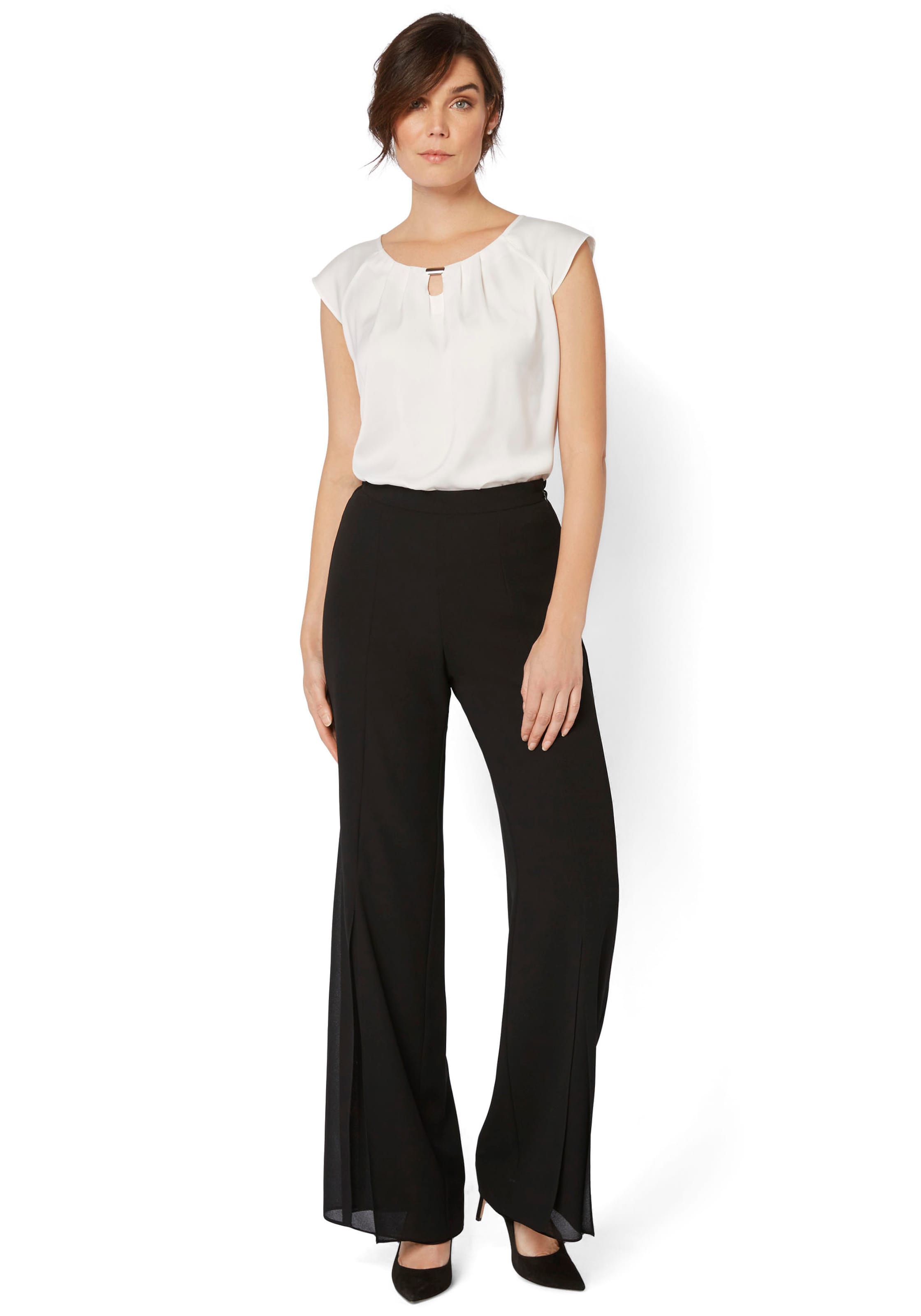 HERMANN LANGE Collection Wide Leg Hose in Schwarz: Vorderseite