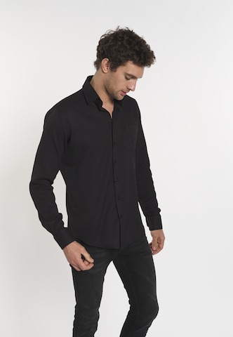 DENIM CULTURE Regularny krój Koszula 'MAXIMILLIAN' w kolorze czarny: przód