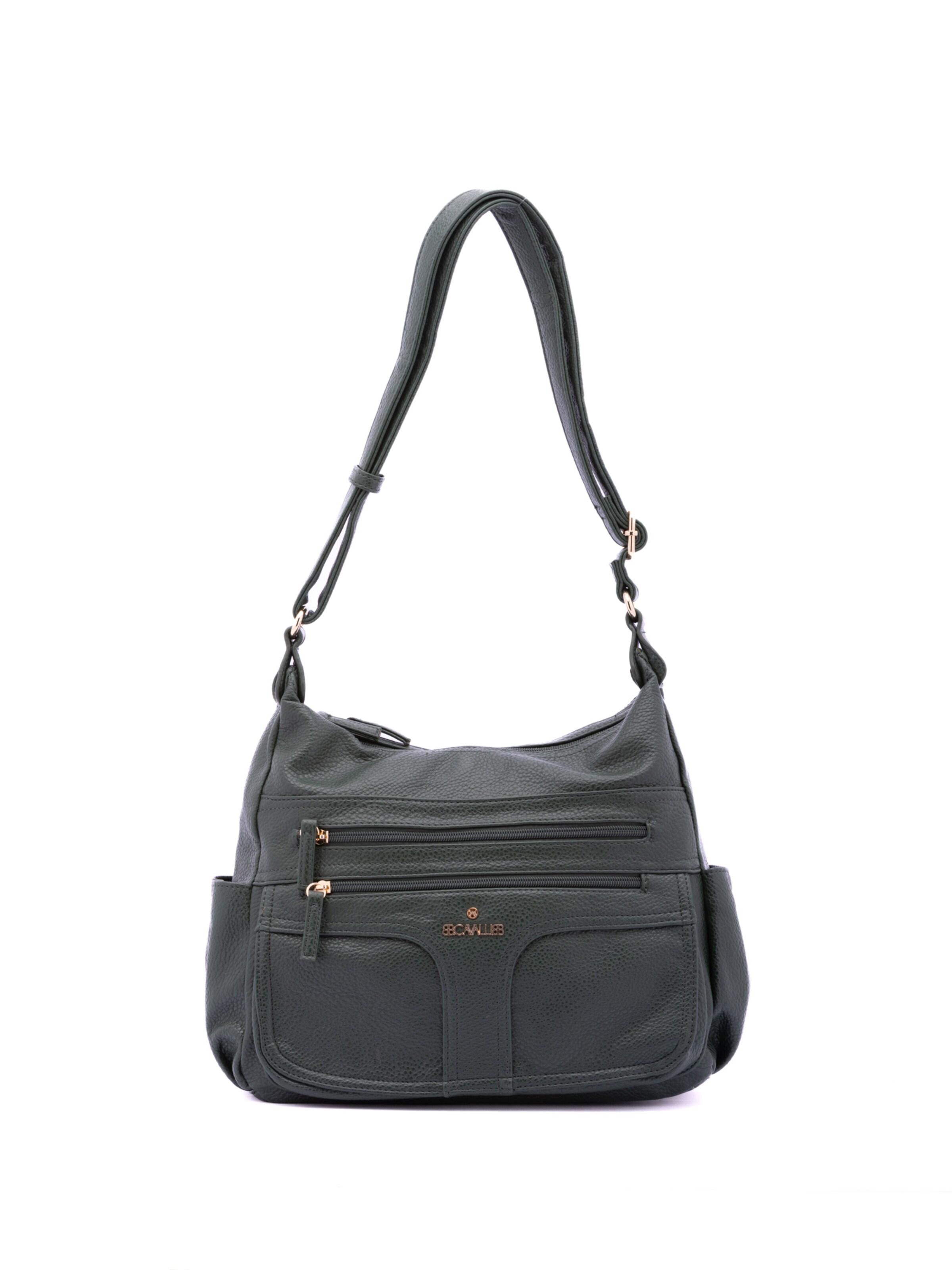 Borsa a spalla 'Borsa a Spalla Donna Ecopelle - Zip e Tasche Multiple' di B. Cavalli in verde: frontale