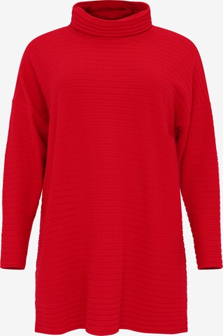 Yoek Sweater ' hoher Kragen ' in Red: front