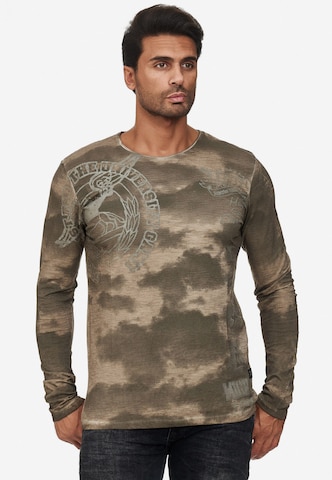 Rusty Neal Cooles Longsleeve mit angesagtem Allover-Print in Grün: predná strana