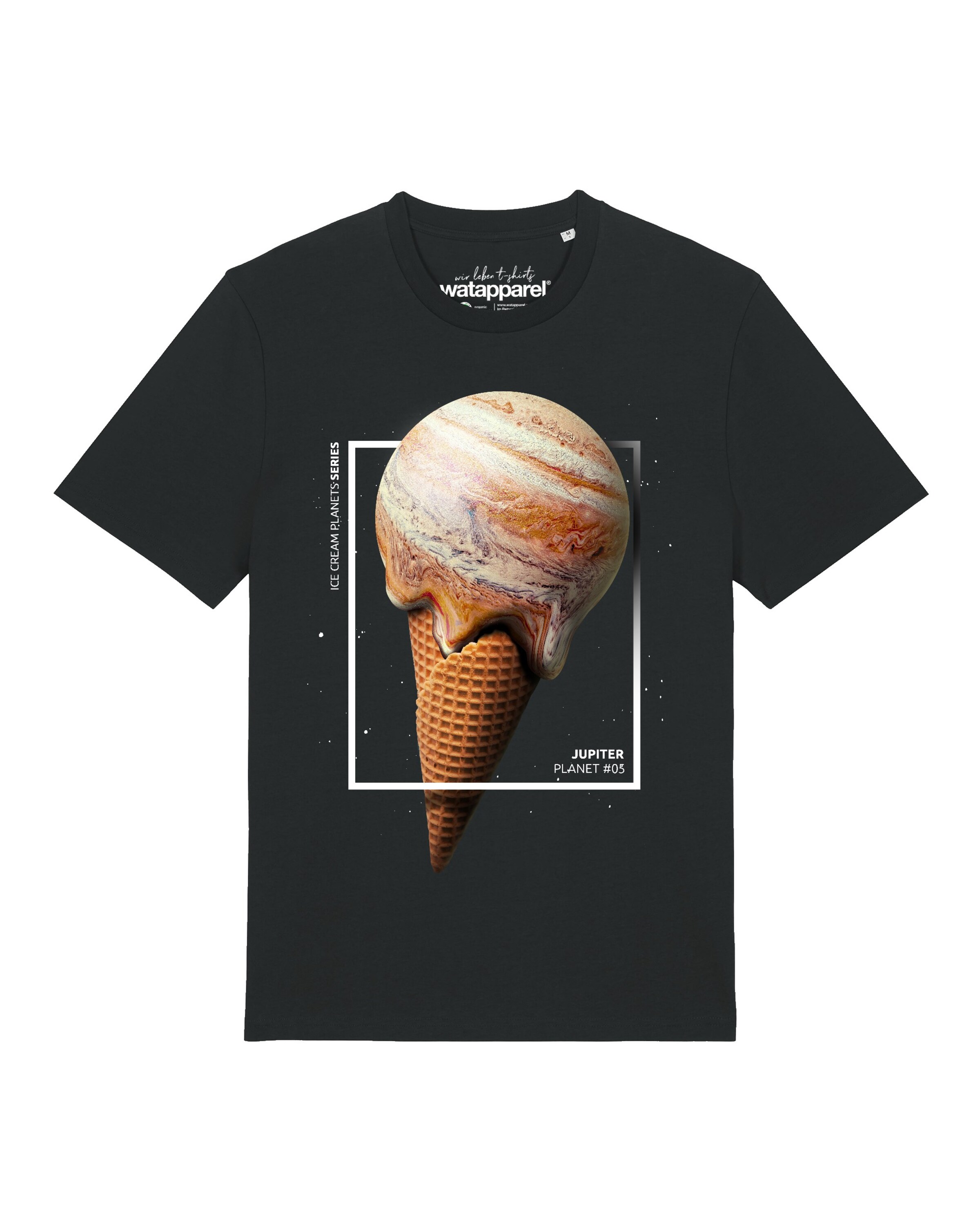 Watapparel Shirt 'Jupiter Planet' in Zwart: voorkant