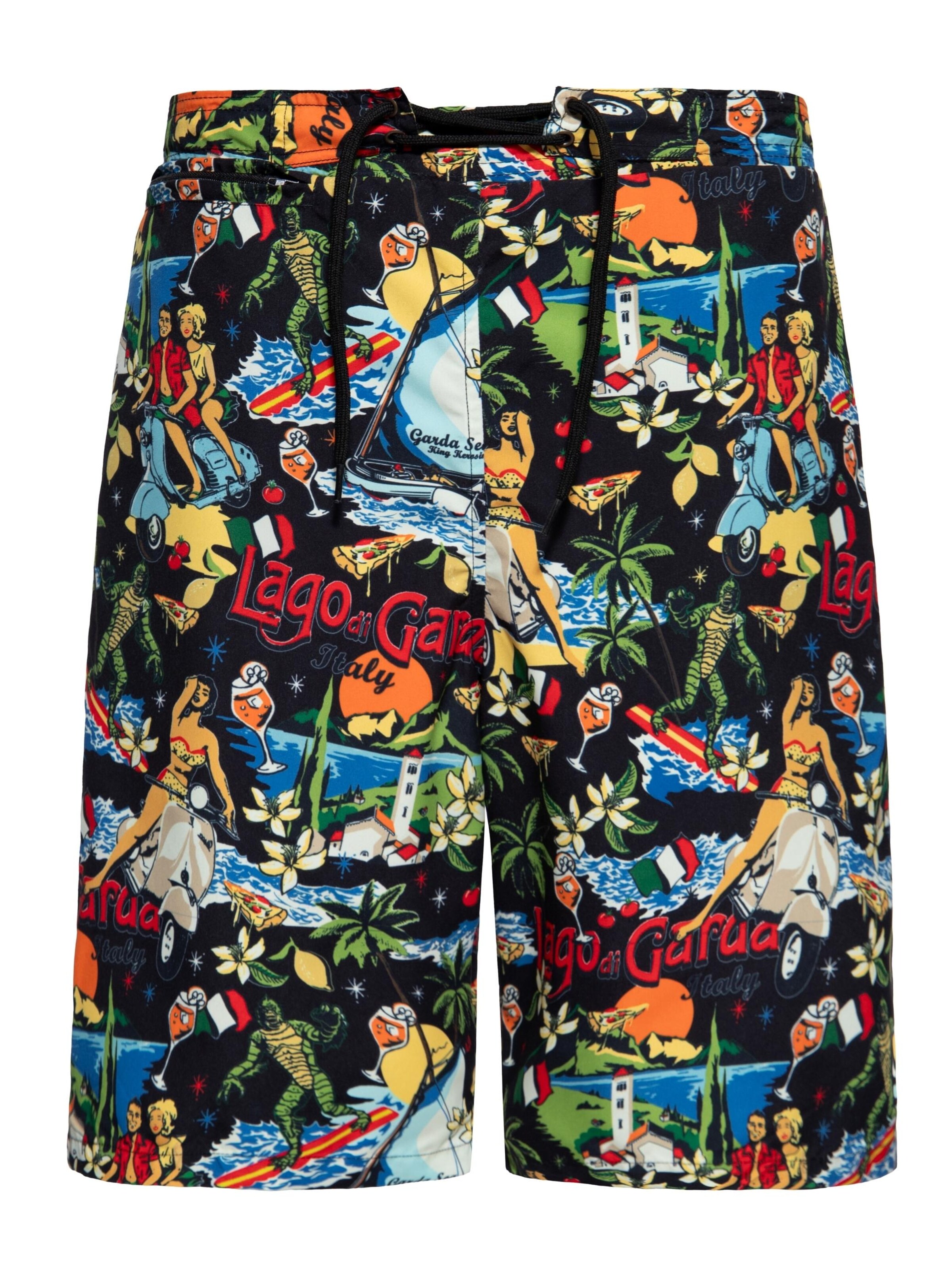King Kerosin Badeshorts 'Lago di Garda'‌‌‌‌‌‌‌ in schwarz, Produktansicht