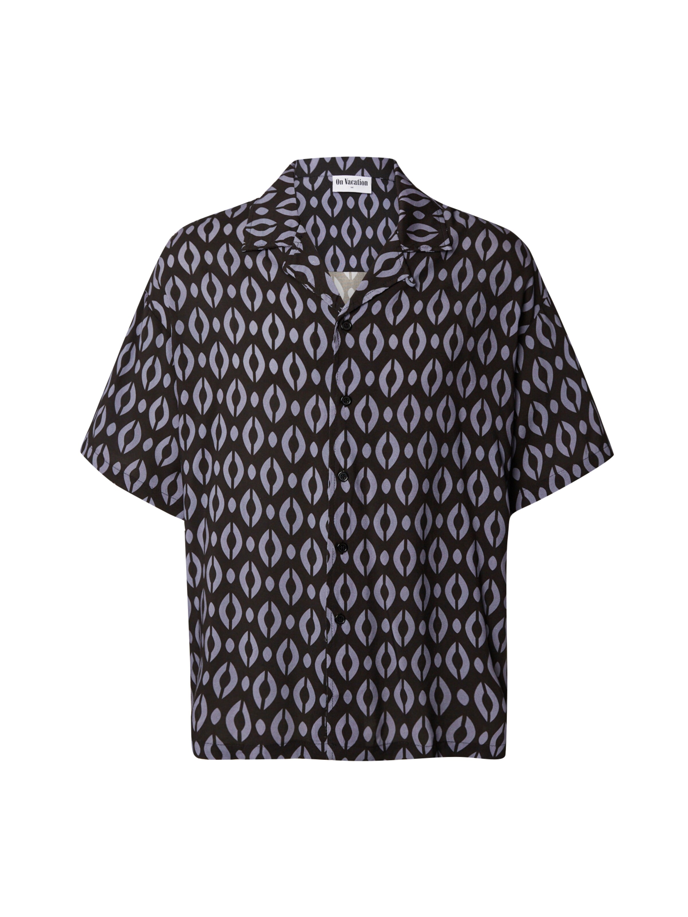 On Vacation Comfort fit Button Up Shirt in Black: front