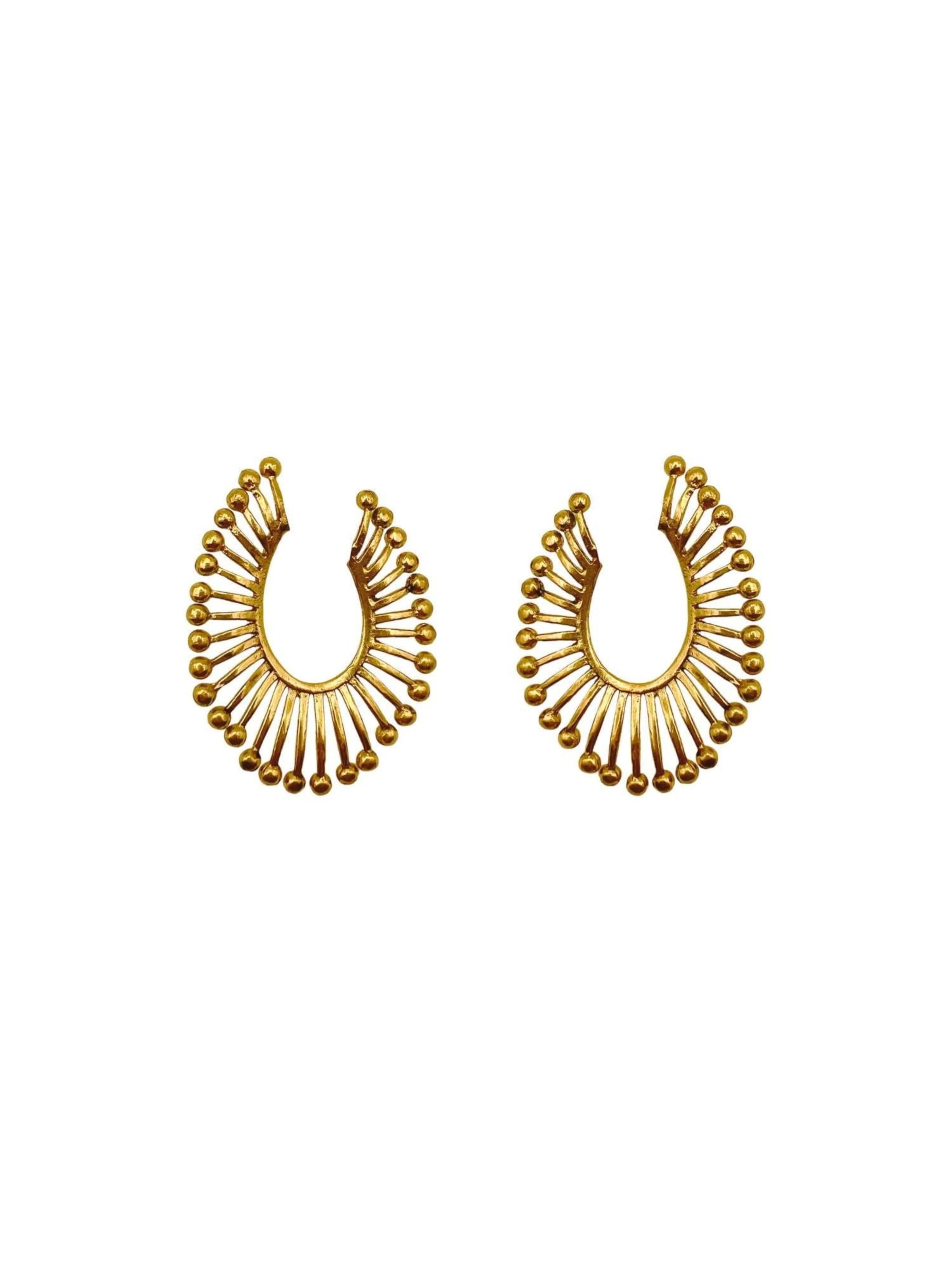 Les Reines Boucles d'oreilles 'Ellisse' en 4,8 cm en or, Vue avec produit